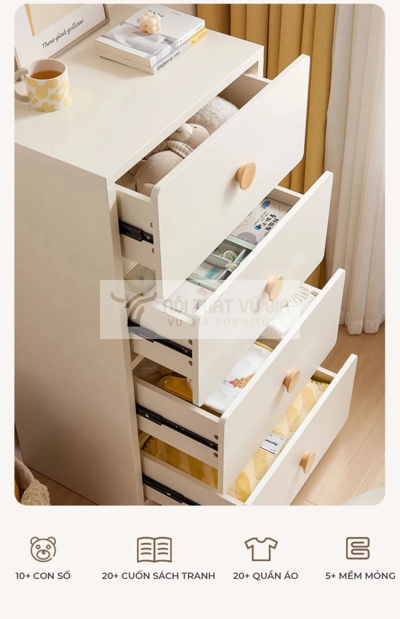 số lượng lưu trữ tùy chọn tủ ngăn kéo của Tủ quần áo cho bé thiết kế nhỏ gọn TE28