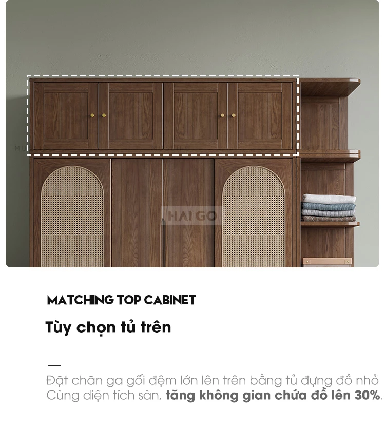 Tủ Quần Áo Gỗ Tự Nhiên Cánh Mấy Haigo TQA314