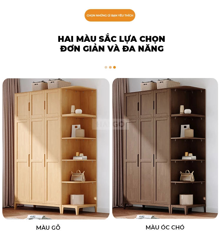 Tủ Quần Áo Gỗ Tự Nhiên Cao Cấp Haigo TQA218