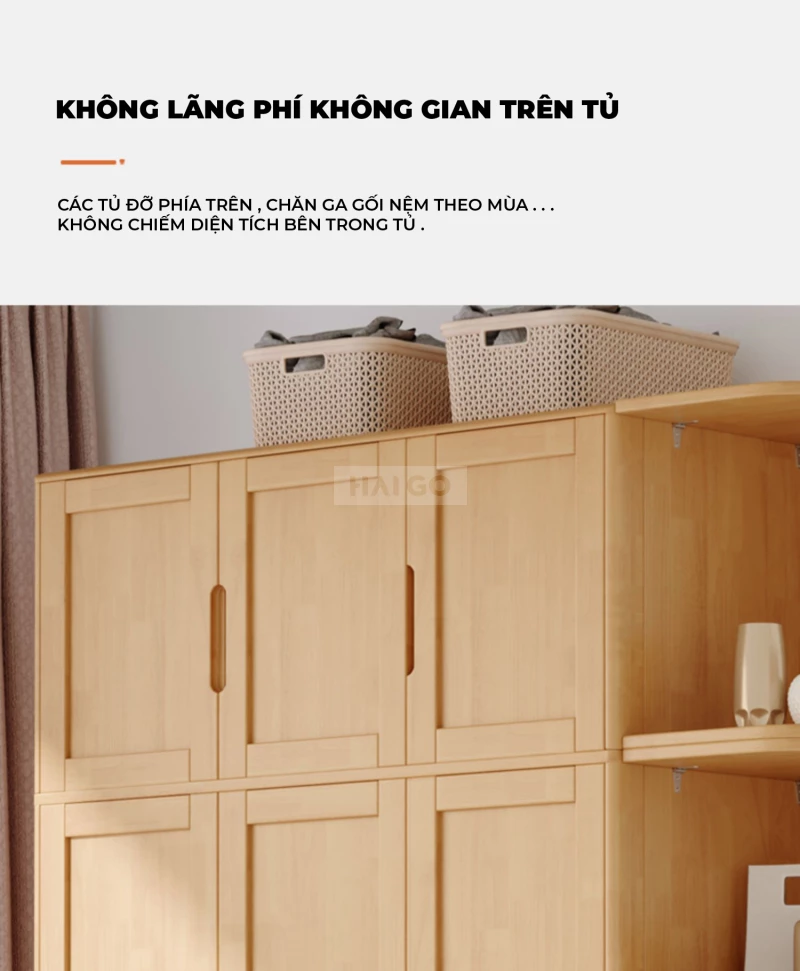 Tủ Quần Áo Gỗ Tự Nhiên Cao Cấp Haigo TQA218