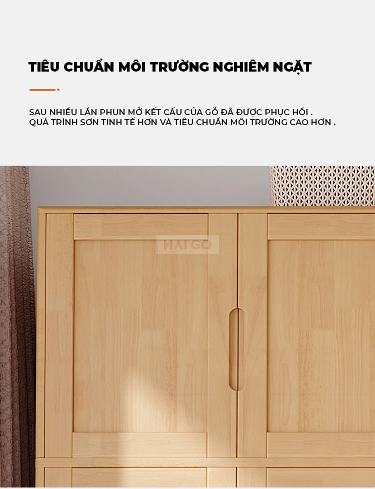 Tủ Quần Áo Gỗ Tự Nhiên Cao Cấp Haigo TQA218