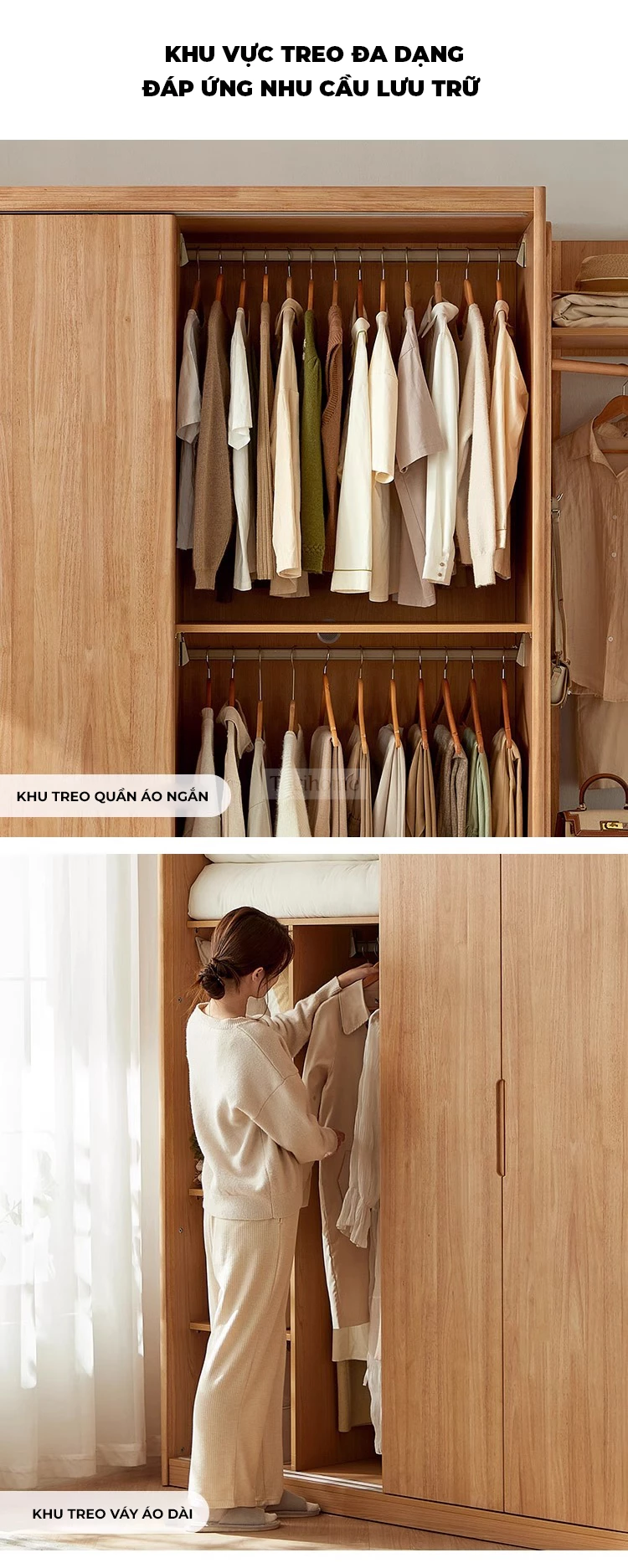 Tủ Quần Áo Gỗ Tự Nhiên Cao Cấp Togismart TQA 110 mang thiết kế hiện đại, sang trọng, phù hợp nhiều không gian phòng ngủ. Chất liệu gỗ tự nhiên bền chắc, chống cong vênh, mối mọt, kết hợp ngăn chứa khoa học, giúp sắp xếp quần áo gọn gàng và nâng tầm thẩm mỹ ngôi nhà.
