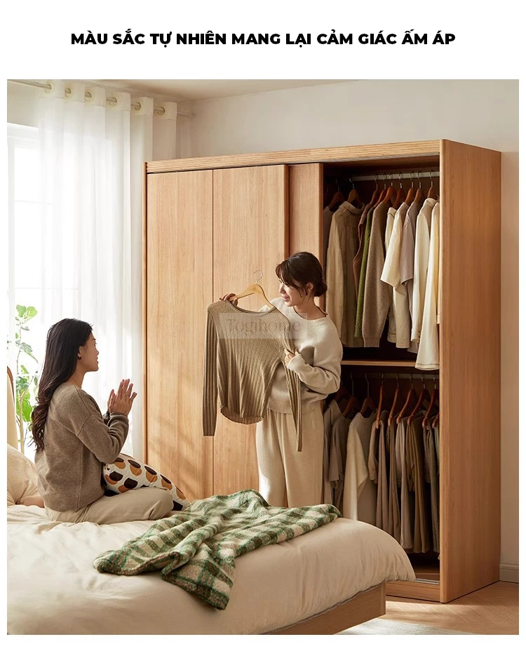 Tủ Quần Áo Gỗ Tự Nhiên Cao Cấp Togismart TQA 110 mang thiết kế hiện đại, sang trọng, phù hợp nhiều không gian phòng ngủ. Chất liệu gỗ tự nhiên bền chắc, chống cong vênh, mối mọt, kết hợp ngăn chứa khoa học, giúp sắp xếp quần áo gọn gàng và nâng tầm thẩm mỹ ngôi nhà.