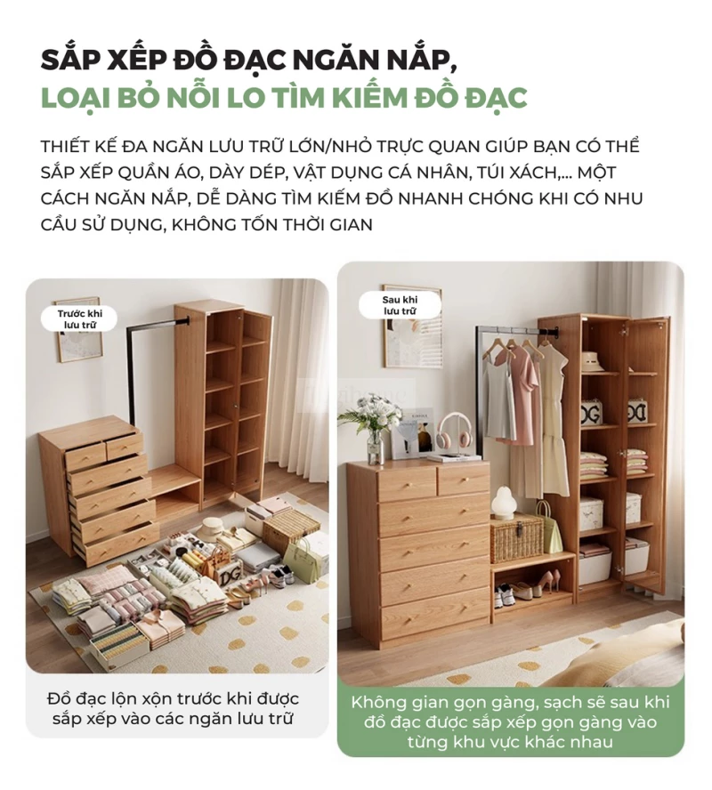 Tủ Quần Áo Gỗ Tự Nhiên CV062 là sản phẩm giúp cho bạn có thể tối ưu gọn gàng căn nhà của bạn.
