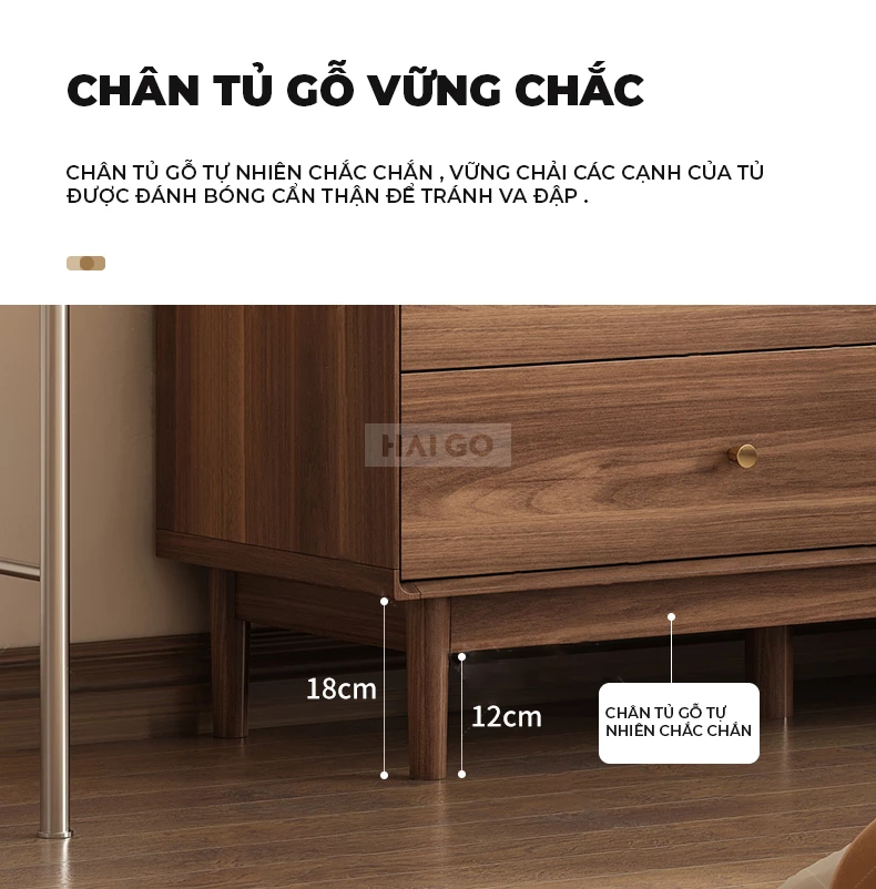 Tủ Quần Áo Gỗ Tự Nhiên Haigo TQA281