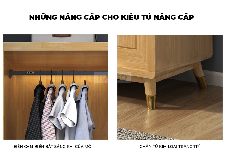 Tủ Quần Áo Gỗ Tự Nhiên Hiện Đại Haigo TQA259