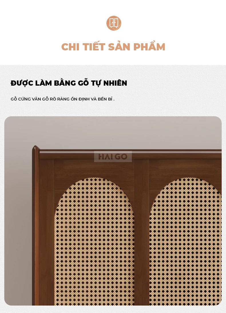 Tủ Quần Áo Gỗ Tự Nhiên Hiện Đại Haigo TQA266