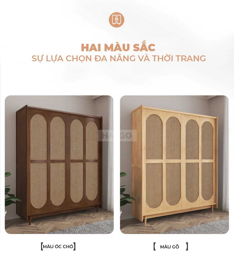 Tủ Quần Áo Gỗ Tự Nhiên Hiện Đại Haigo TQA266