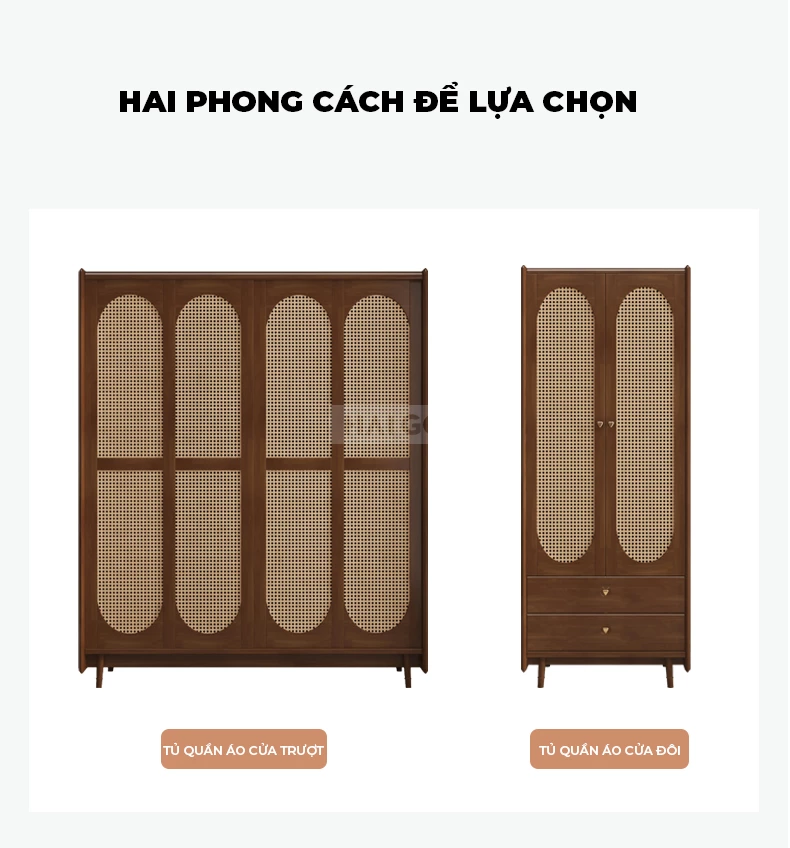 Tủ Quần Áo Gỗ Tự Nhiên Hiện Đại Haigo TQA266