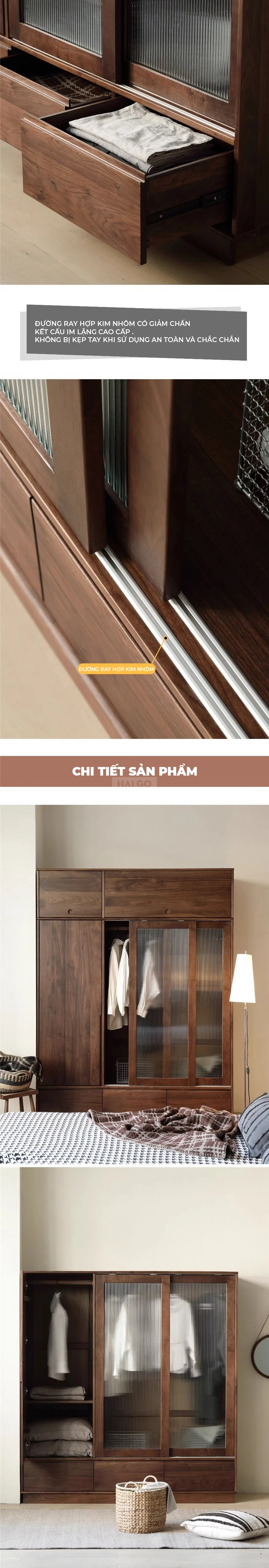 Tủ Quần Áo Gỗ Tự Nhiên Hiện Đại Haigo TQA279