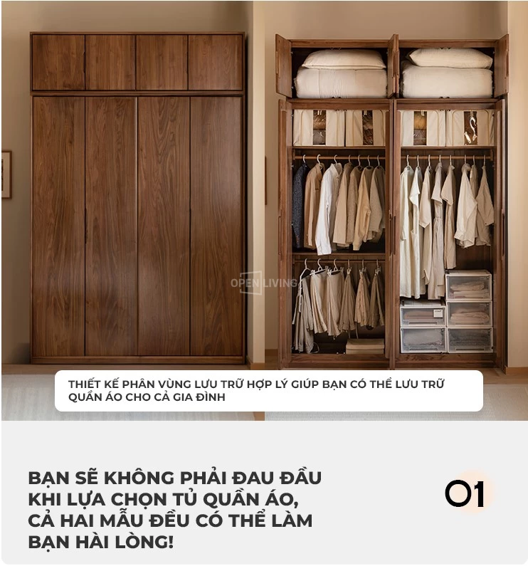 Tủ quần áo gỗ tự nhiên nguyên khối cánh mở tay nắm âm OpenLiving OTA 017 mang đến vẻ đẹp sang trọng và bền bỉ. Với thiết kế tinh tế và chất liệu gỗ chất lượng cao, sản phẩm này là sự lựa chọn hoàn hảo cho không gian nội thất hiện đại.