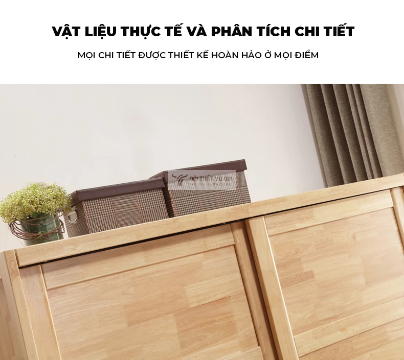 chi tiết phụ kiện của Tủ quần áo gỗ tự nhiên tối giản BR119