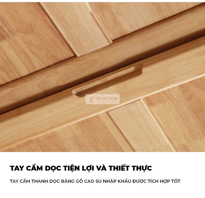 thiết kế tay cầm ẩn tiện lợi của Tủ quần áo gỗ tự nhiên tối giản BR119