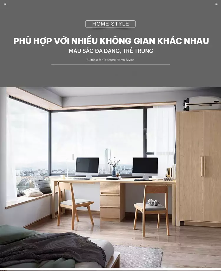 tủ quần áo hiện đại TQA019 phù hợp với nhiều không gian khác nhau