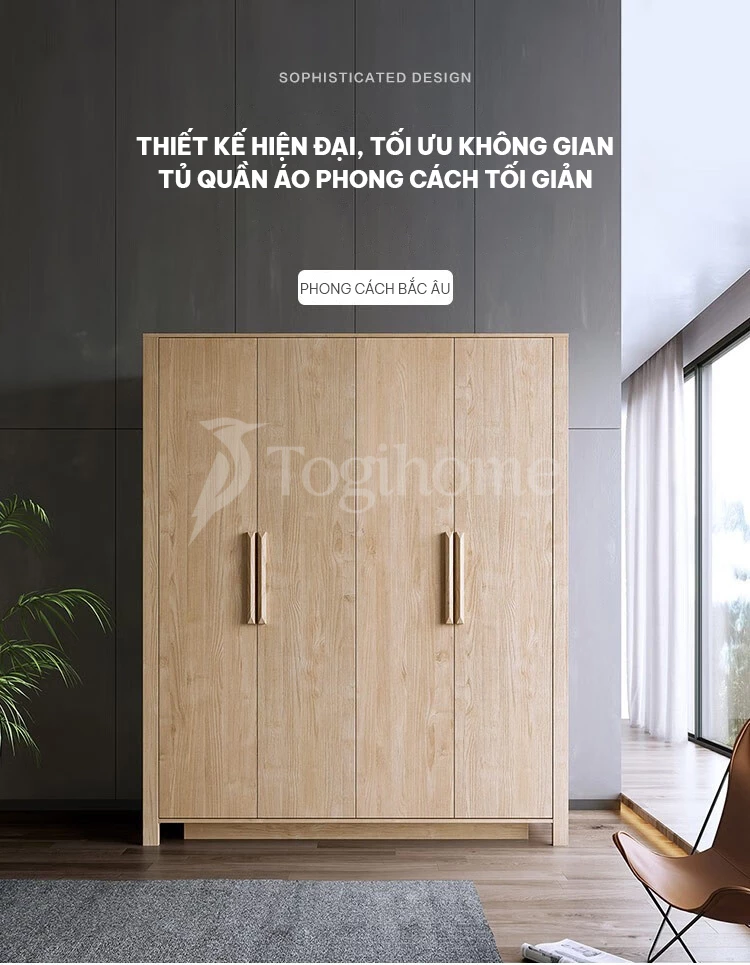 thiết kế hiện đại tối ưu không gian của tủ quần áo TQA019