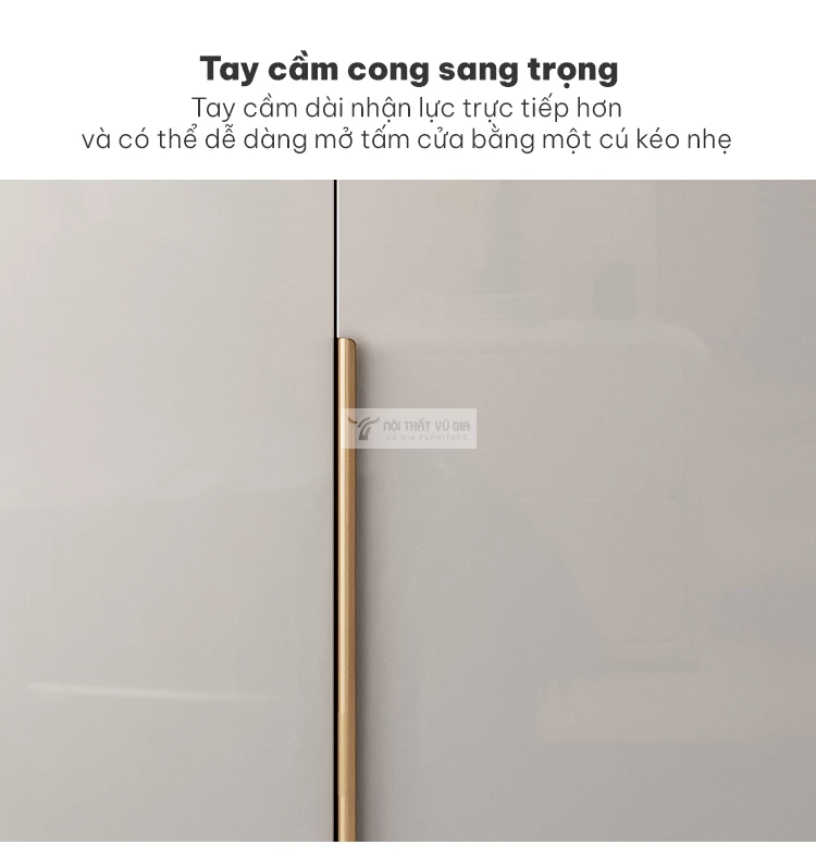 thiết kế tay cầm sang trọng của Tủ quần áo kết hợp đa năng BR142