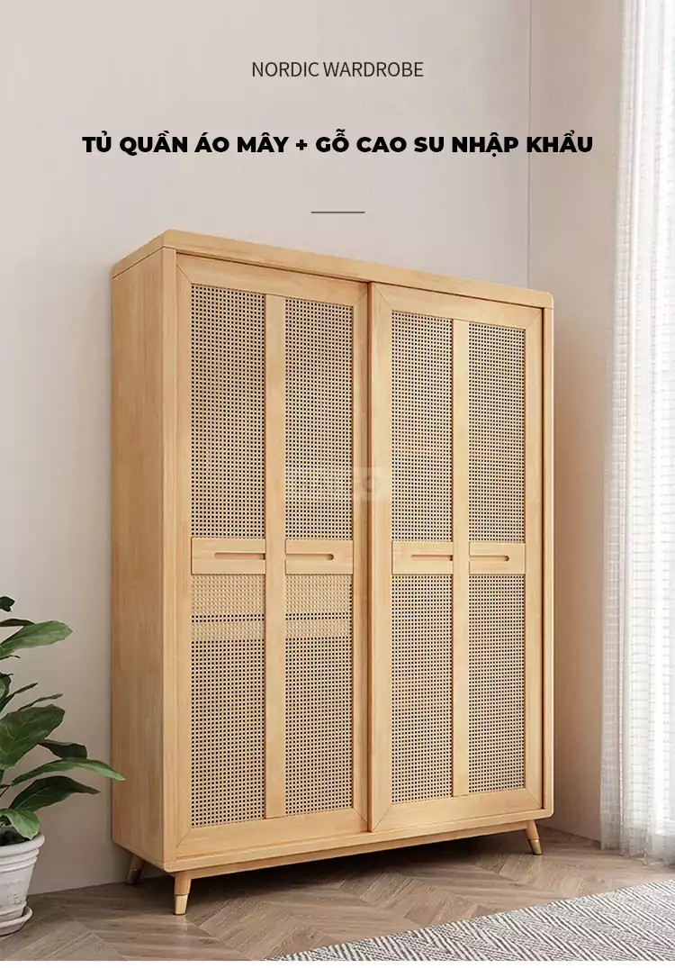 Tủ Quần Áo Phòng Ngủ Gỗ Tự Nhiên Haigo TQA174
