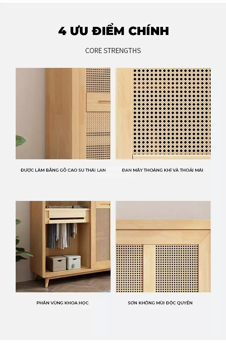 Tủ Quần Áo Phòng Ngủ Gỗ Tự Nhiên Haigo TQA174