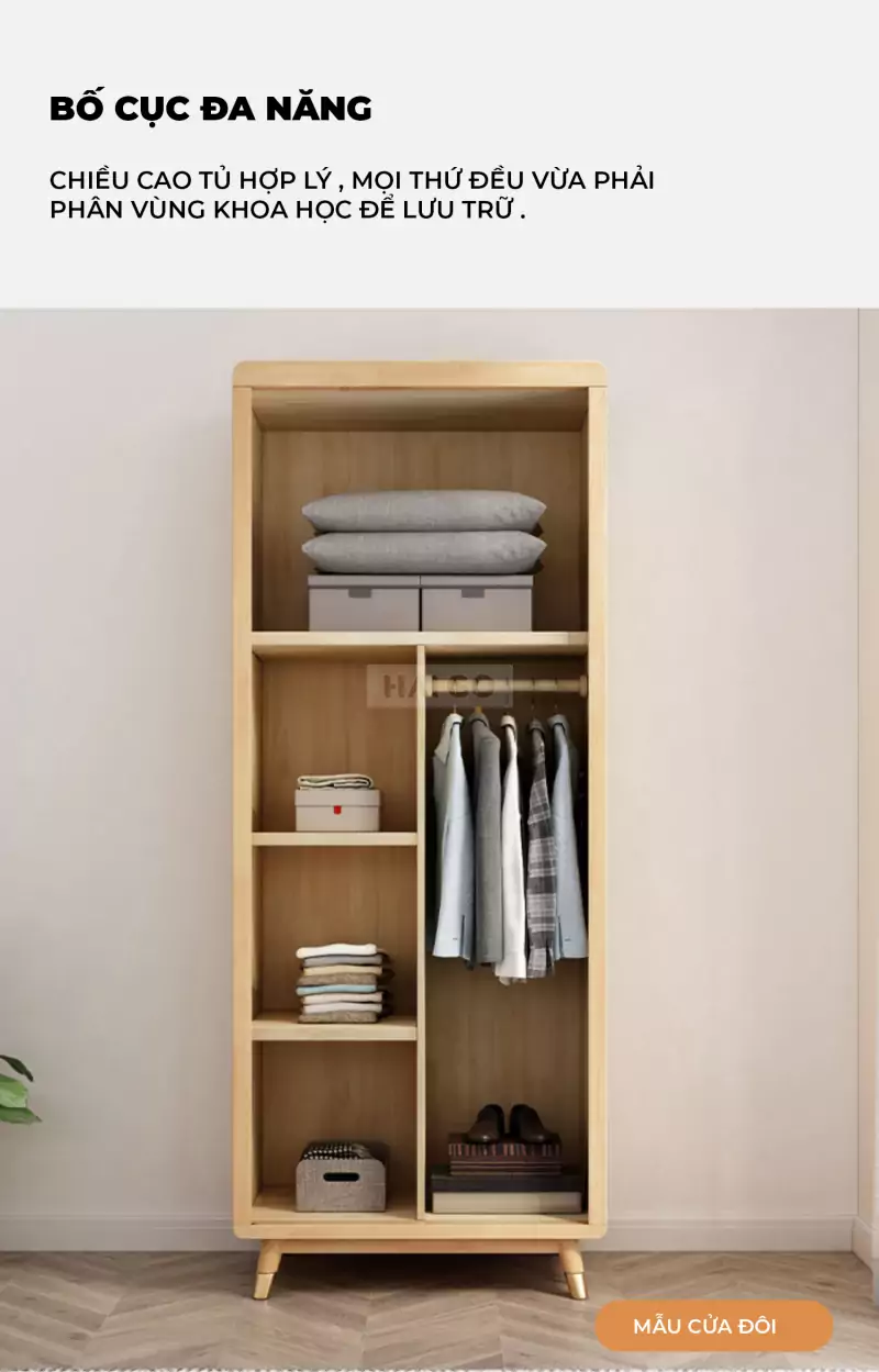 Tủ Quần Áo Phòng Ngủ Gỗ Tự Nhiên Haigo TQA174