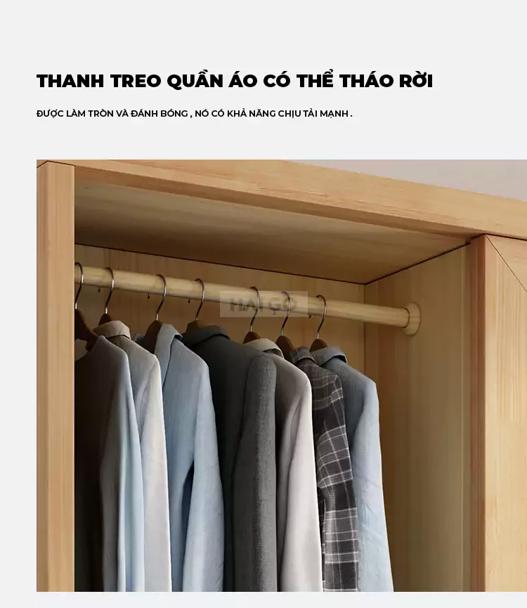 Tủ Quần Áo Phòng Ngủ Gỗ Tự Nhiên Haigo TQA174