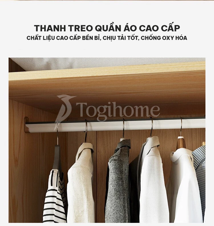 Thanh treo quần áo chất lượng của tủ quần áo TQA017