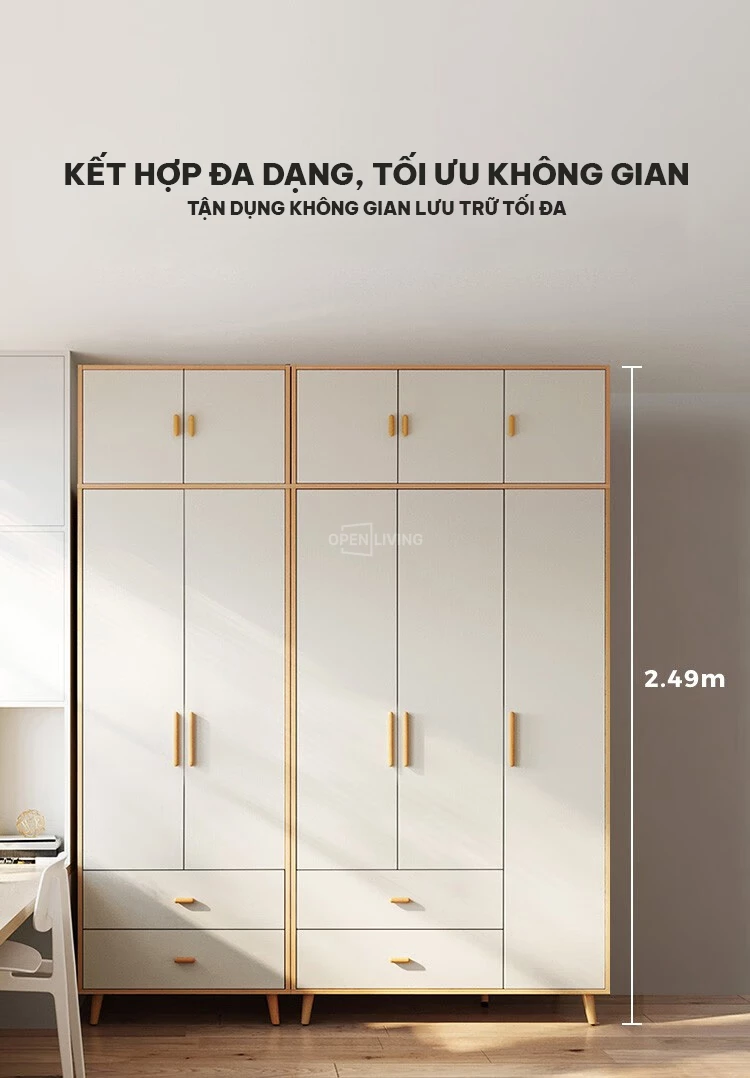 Tủ quần áo thiết kế hiện đại linh hoạt OpenLiving OTA 013 mang đến sự tiện nghi và thẩm mỹ. Thiết kế thông minh, dễ dàng điều chỉnh và sắp xếp, phù hợp với mọi không gian sống. Chất liệu bền bỉ, an toàn cho sức khỏe, tạo điểm nhấn ấn tượng cho phòng ngủ. Lựa chọn lý tưởng cho gia đình bạn.