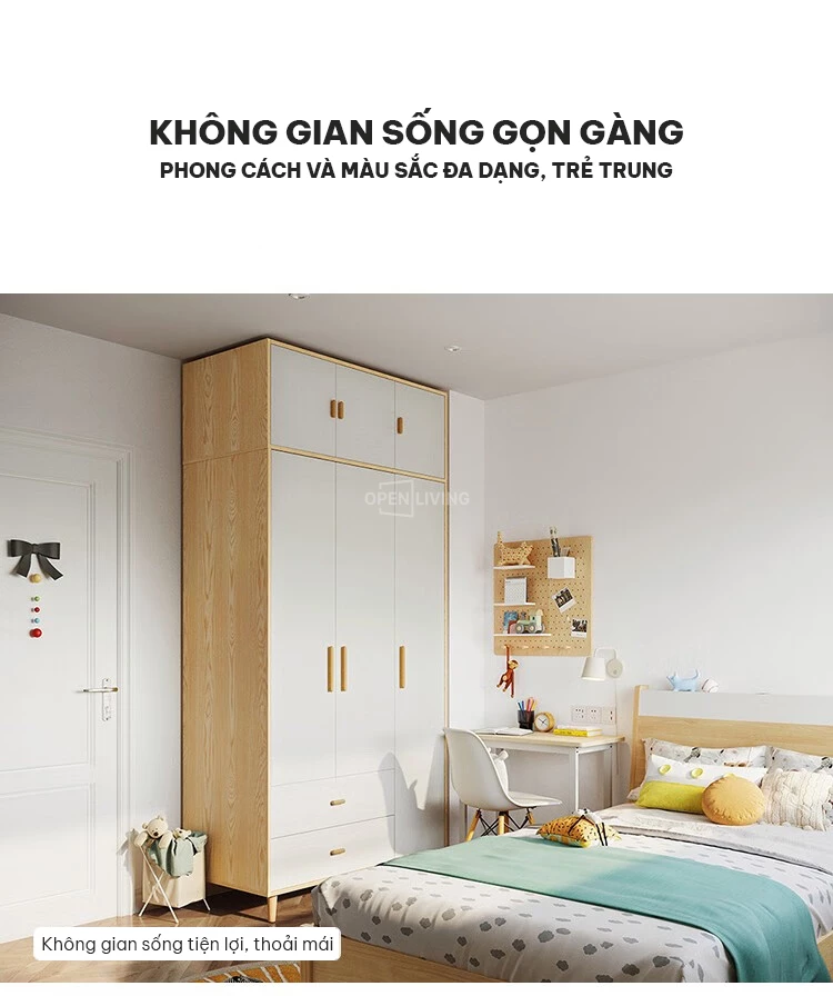 Tủ quần áo thiết kế hiện đại linh hoạt OpenLiving OTA 013 mang đến sự tiện nghi và thẩm mỹ. Thiết kế thông minh, dễ dàng điều chỉnh và sắp xếp, phù hợp với mọi không gian sống. Chất liệu bền bỉ, an toàn cho sức khỏe, tạo điểm nhấn ấn tượng cho phòng ngủ. Lựa chọn lý tưởng cho gia đình bạn.