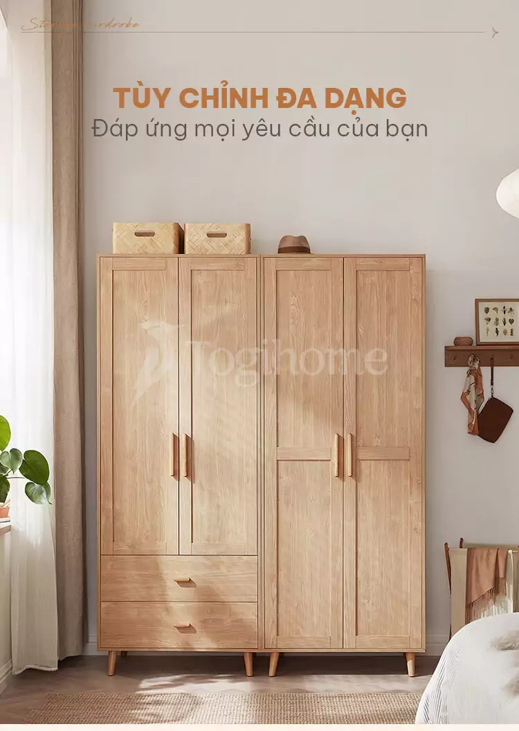 tủ quần áo TQA021 với thiết kế tùy chỉnh đa dạng