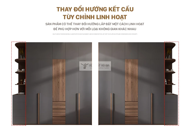 thiết kế tùy chỉnh hướng của Tủ quần áo thiết kế sang trọng, hiện đại BR120