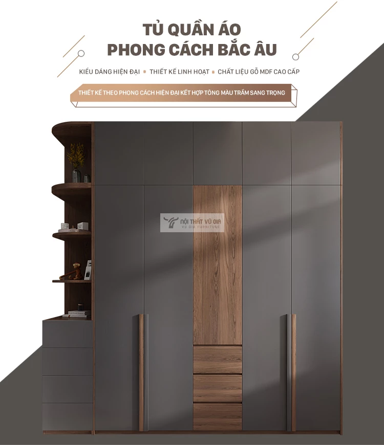 Tủ quần áo thiết kế sang trọng, hiện đại BR120