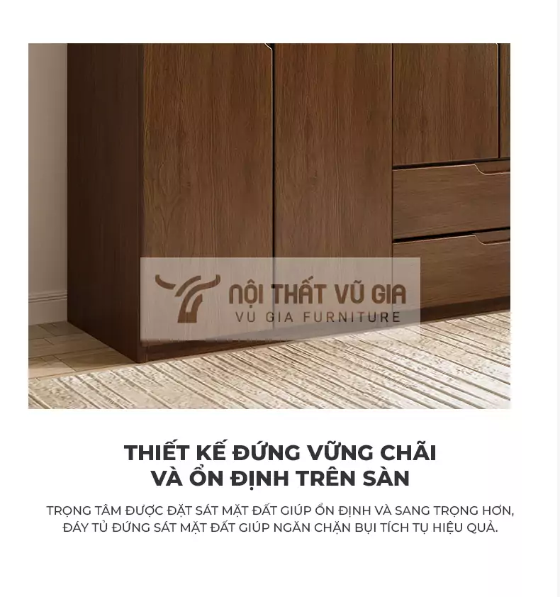 thiết kế đế chắc chắn của Tủ quần áo thiết kế tối giản BR29