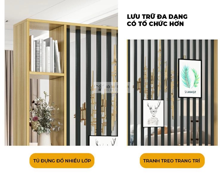 thiết kế ô lưu trữ đa dạng của Vách ngăn phòng khách hiện đại LV43