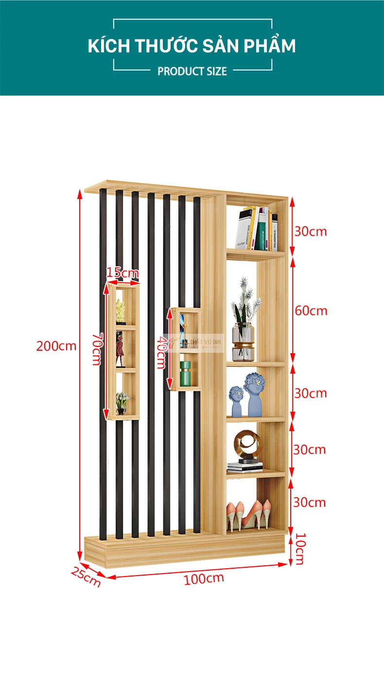 kích thước chi tiết của Vách ngăn phòng khách hiện đại LV47