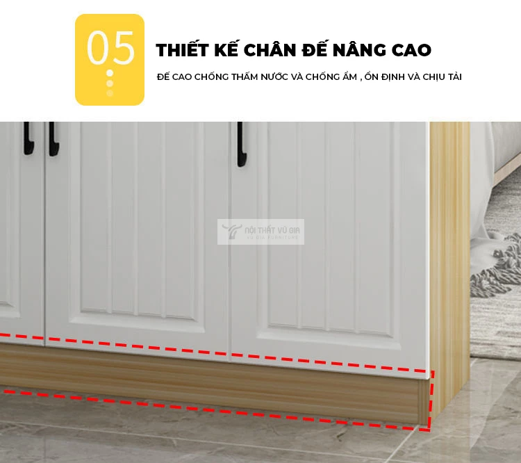 thiết kế đế cao chống bụi của Vách ngăn phòng khách kết hợp tủ sang trọng LV42