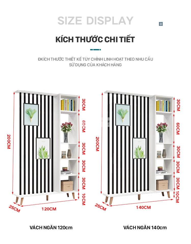 kích thước chi tiết của Vách ngăn phòng khách thanh lịch LV46