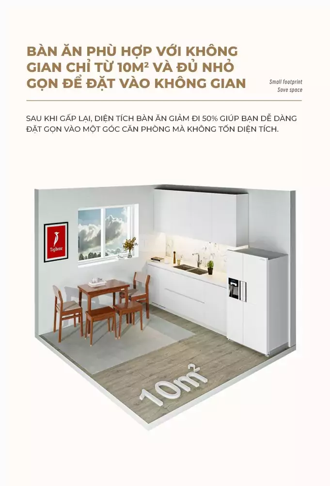 Bàn Ăn Thông Minh Gỗ Tự Nhiên TOGI Smart BA070